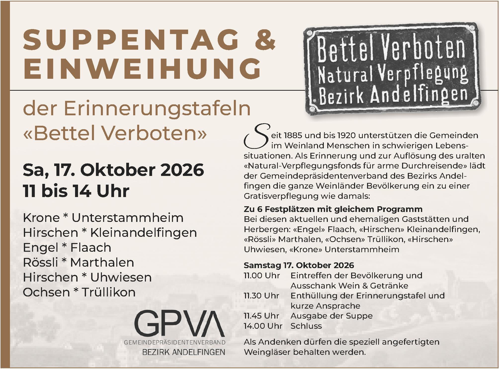 Einladung zu Suppentag und Einweihung
