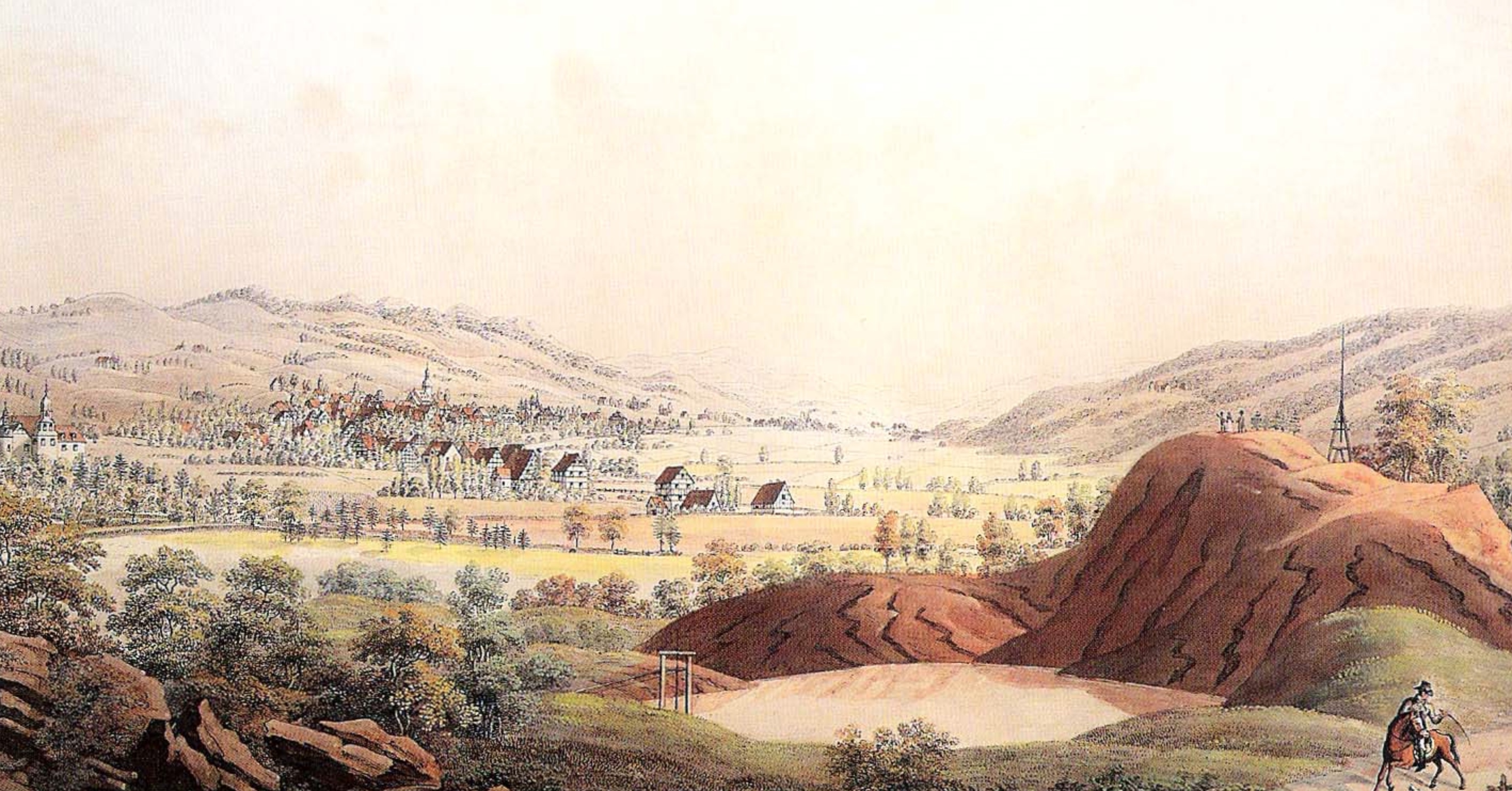 Das Bild „Die roten Berge» malte Johann Heinrich Bleuler zwischen 1804 und 1820 in Feuerthalen.
