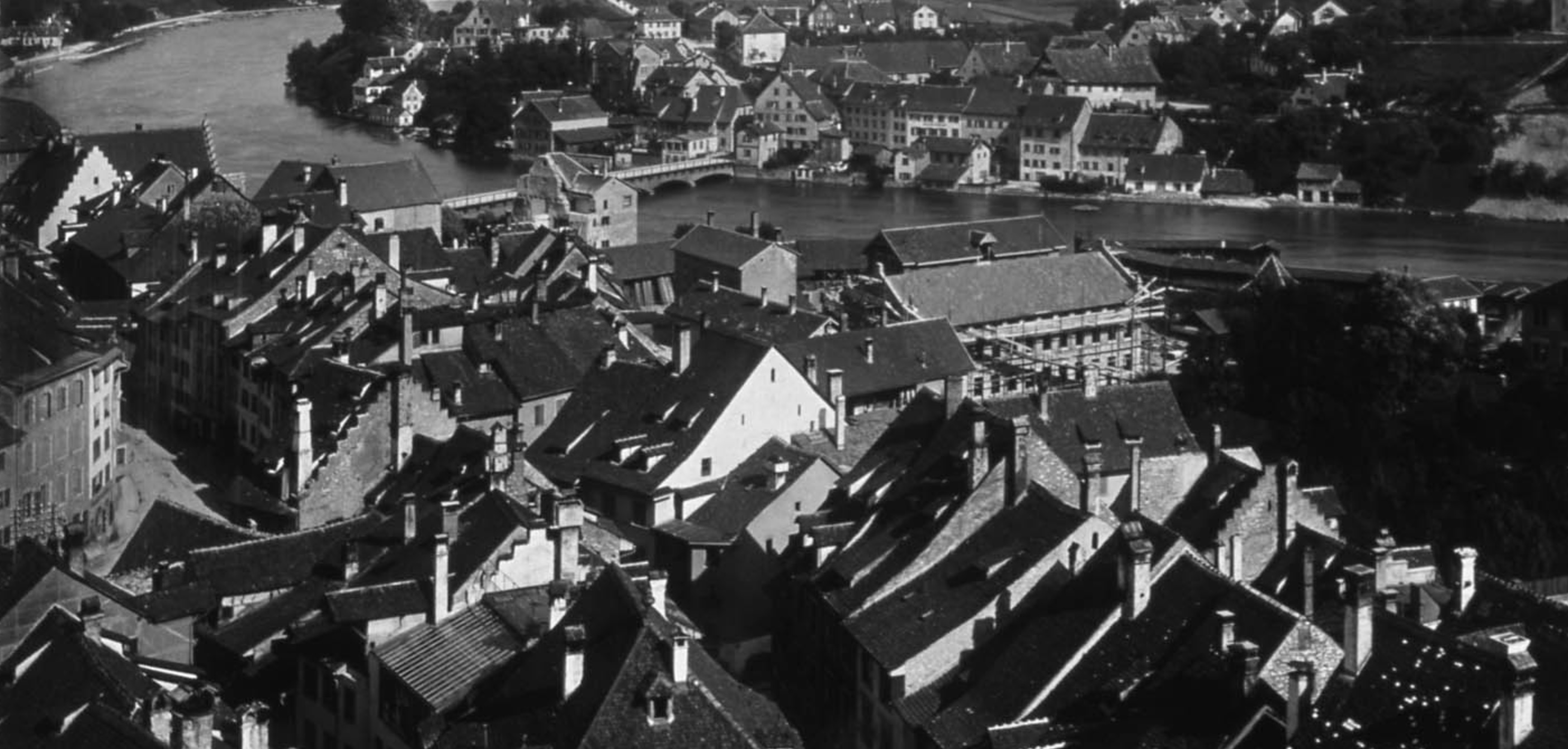 Blick vom Schaffhauser St. Johann-Turm nach Feuerthalen um 1900.