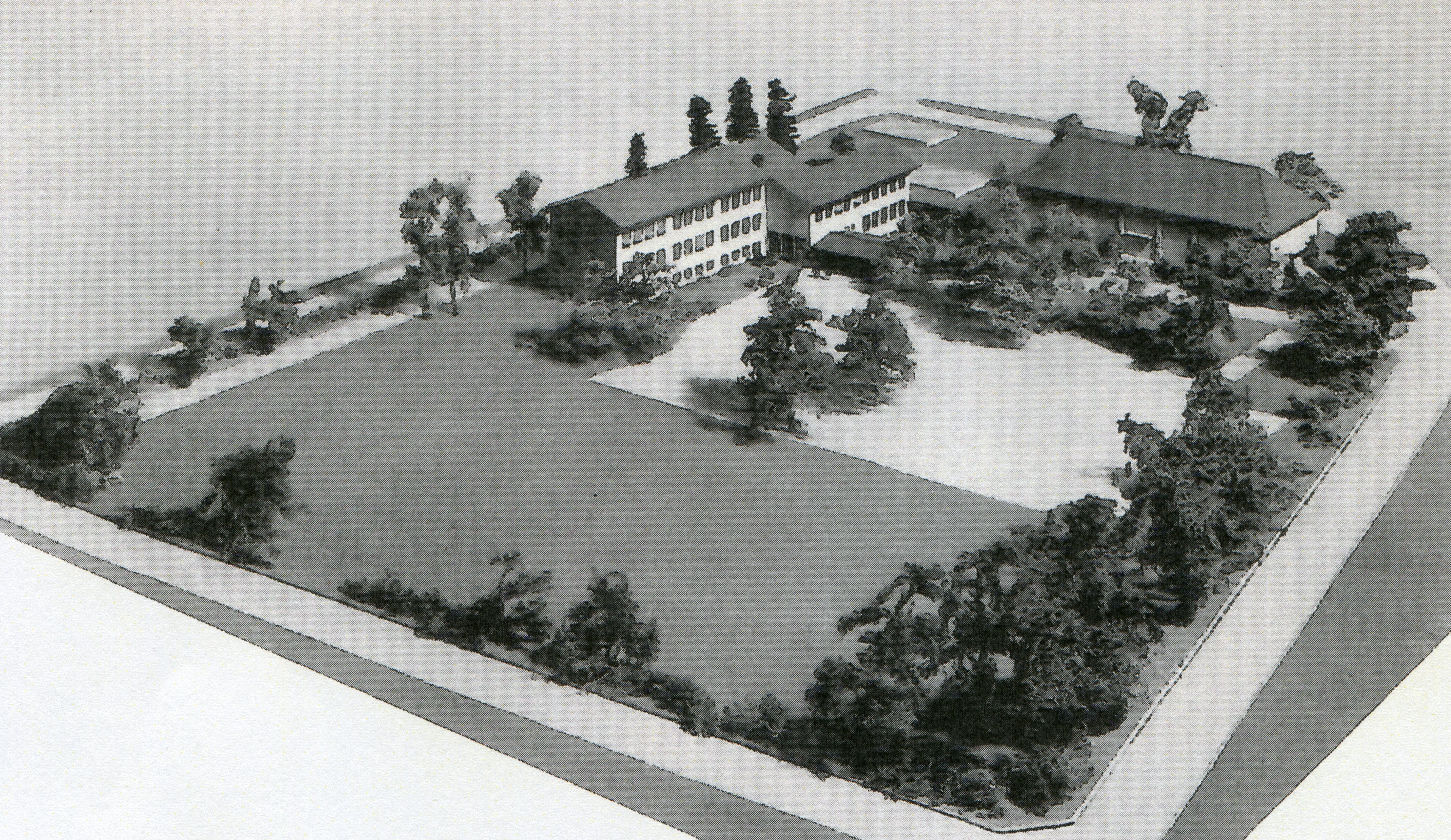 Modell des 1951 eingeweihten Schulhauses Spillbrett.